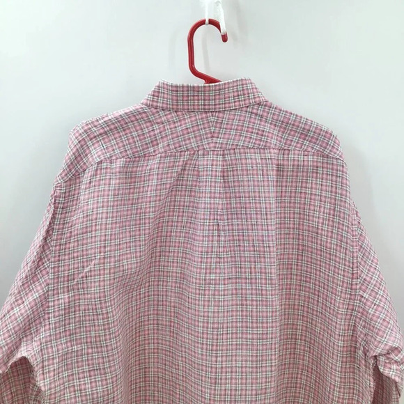 Mens Baird McNutt Irish Linen Button Down Shirt 17/35 Red Plaid Preppy Old Money - Picture 8 of 11